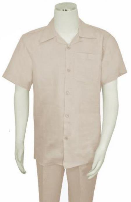 Mens Linen Walking Suit - "Beige" Summer Outfit - Mens Linen Suit
