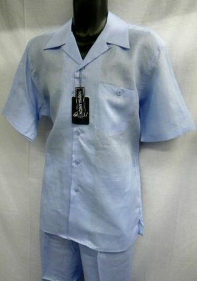 Mens Linen Walking Suit - "Light Blue" Summer Outfit - Mens Linen Suit