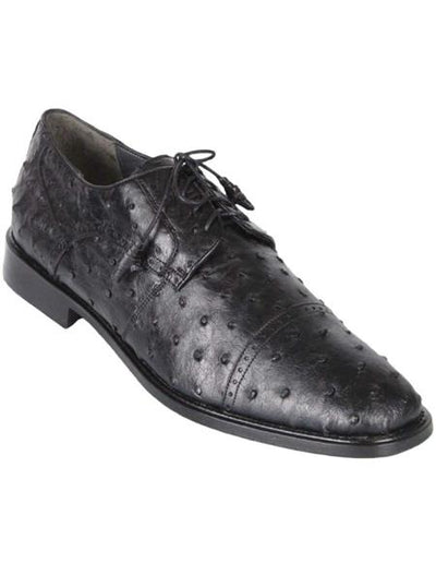 Los Altos Ostrich Quill Cap Toe Shoes Black