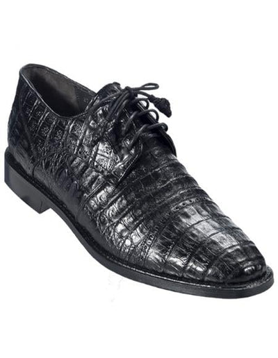 Los Altos Caiman Belly Cap Toe Shoes Black