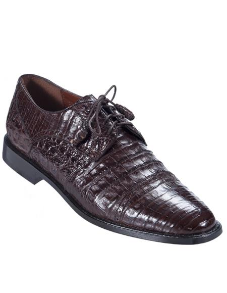 Los Altos Caiman Belly Cap Toe Shoes Brown