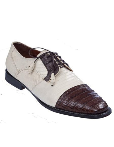 Los Altos Lizard and Caiman Spectator Shoes Bone - Brown