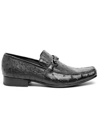 Los Altos Ostrich Quill Bit Loafers Black