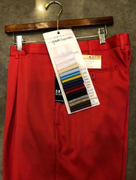 Mens Pleated Dress Pant Red