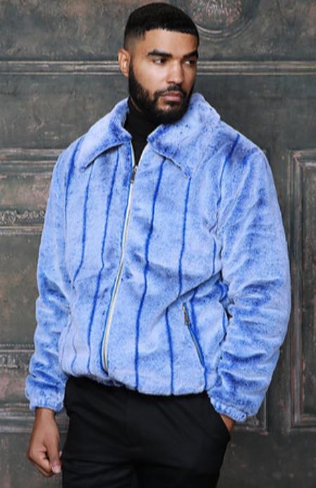 White and Black Faux Fur Coat