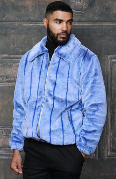 White and Black Faux Fur Coat