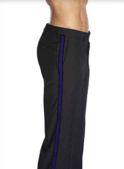 Black and Navy Side Trim Dress Pants - Black Tuxedo Pants - Flat Front Pant