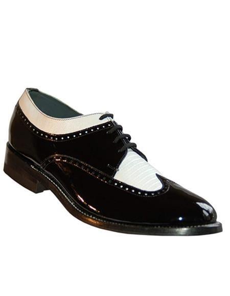 men's black and white dress shoes Mens | Derby faux leather upper Holmes Black & White Bicolor