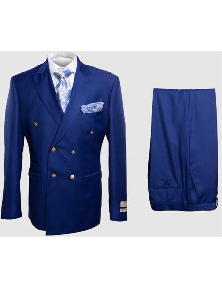 Rossiman Royal Blue Double Breasted Suit