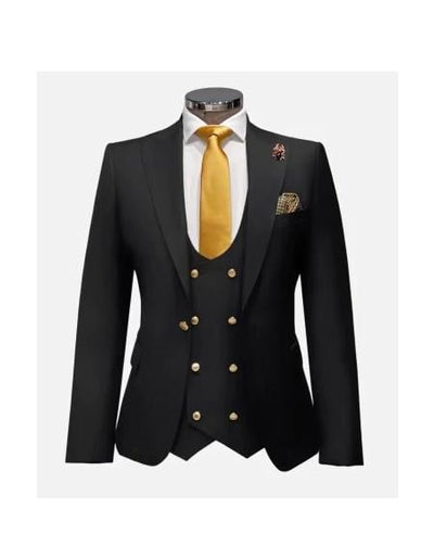 Rossi Man Black Double-Breasted Slim Fit Suit