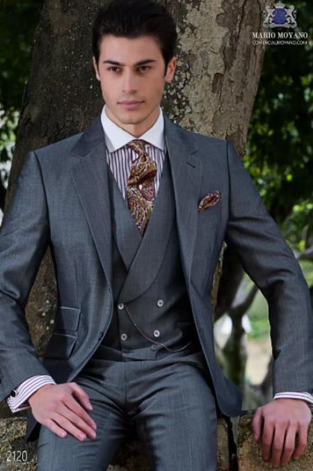 Mens Suits With Double Breasted Vest 100% - Big Peak Lapel Tom Ford Style!
