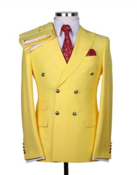 Yellow Suit with Gold Buttons for Men