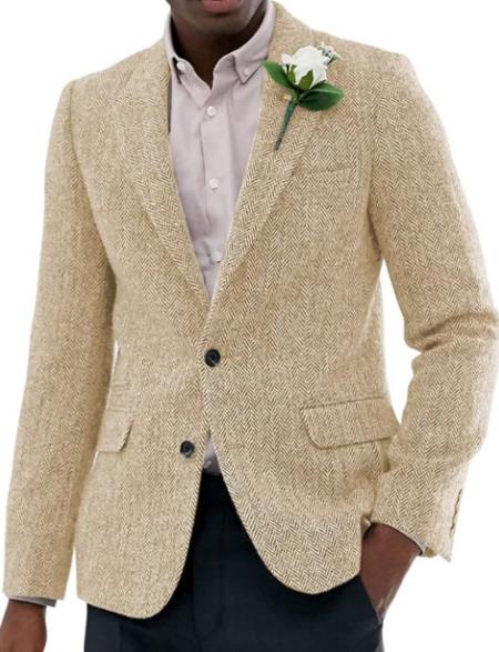 Business Blazer - Pattenred Sport Coat - Winter Fabric Sport Coat - Z-Champagne