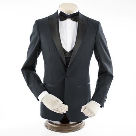 Charcaol 3-Piece Slim-Fit Tuxedo + Black Pants