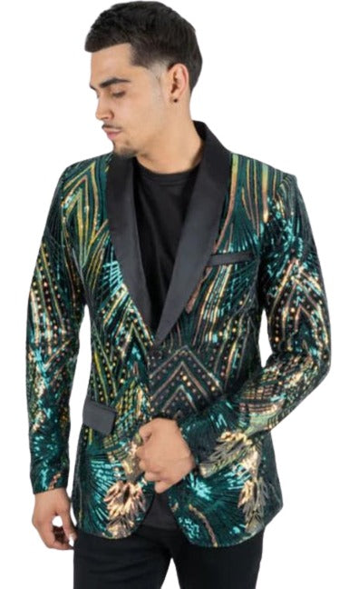 Alberto Nardoni Brand Sequin Royal Blue Shiny ~ Flashy Stage Blazer Sport Coat Prom Jacket main image 1