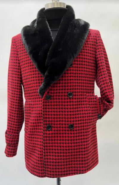 Mens Plaid Overcoat - Peacoat - Plaid Topcoats