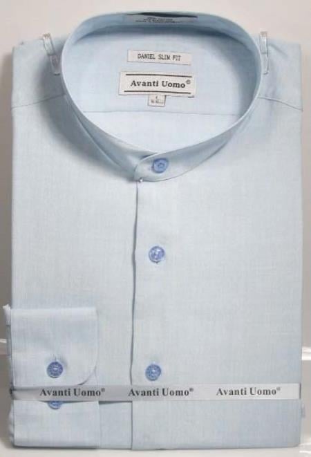 Mens Tapered Dress Shirts- Blue Shirt