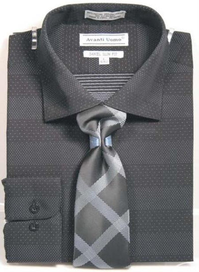 Mens Tapered Dress Shirts - Black Shirt