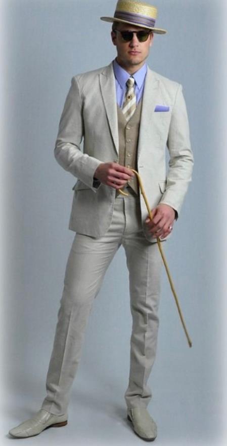 Mens Great Gatsby Costume - Great Gatsby Suit - Gatsby Clothes (Vest + Pants + Suit Shirt Tie Package) Sand / 38 Short Jacket+32 Waist Adjustable Mens Great Gatsby Costume - Great Gatsby Suit - Gatsby Clothes (Vest + Pants + Suit Shirt Tie Package) Sand / 38 Short Jacket+32 Waist Adjustable