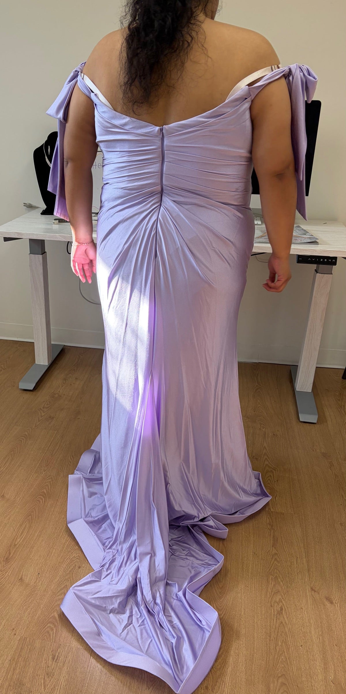 Stretchy Ruched Off The Shoulder Prom Dress