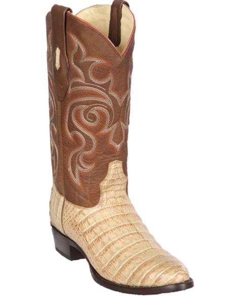 Mens Los Altos Caiman Belly Skin Round Toe Boot Honey