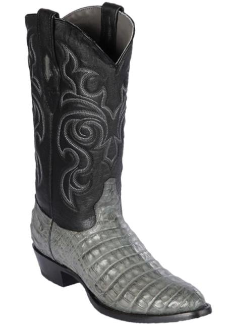 Mens Los Altos Caiman Belly Skin Round Toe Boot Gray