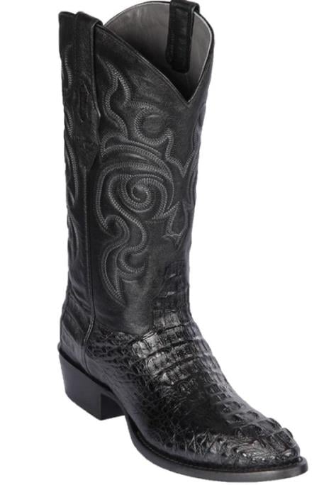 Mens Los Altos Caiman Hornback Round Toe Boot Black