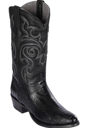 Mens Los Altos Original Ostrich Leg Round Toe Boot Black