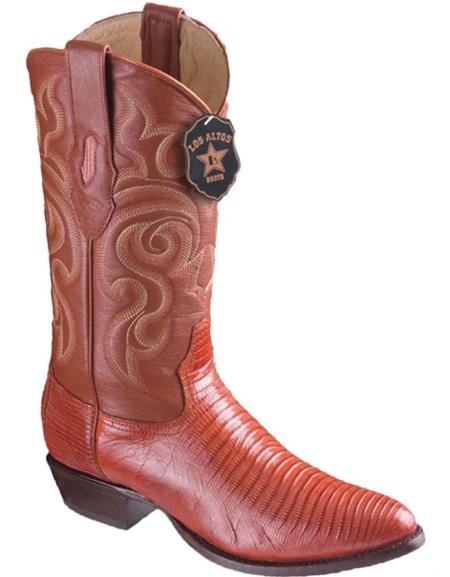 Men's Los Altos Lizard Skin Round Toe Boot Cognac