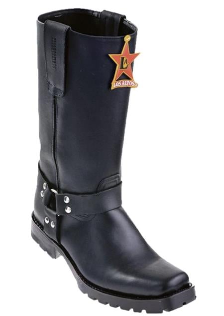 Grasso Finish Leather Biker Boot Black