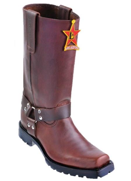 Grasso Finish Leather Biker Boot Brown