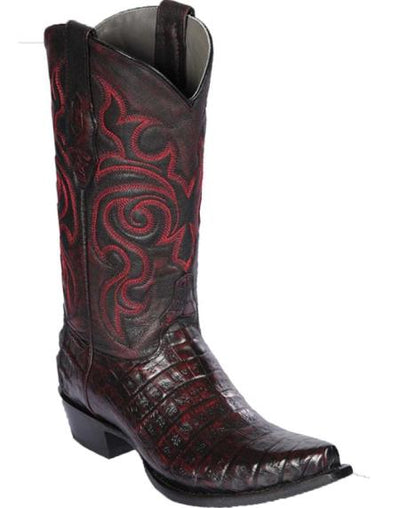 Mens Los Altos Caiman Belly Snip Toe Boot Black Cherry