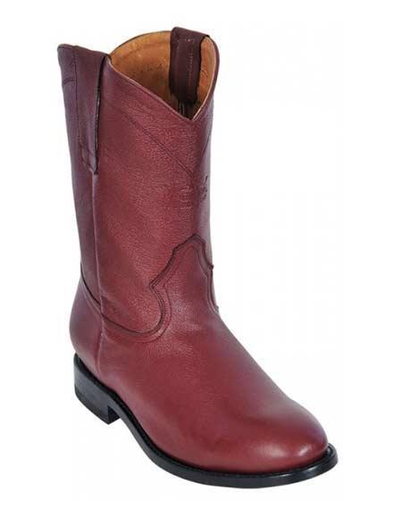 Deerskin Cowboy Boots - Burgundy Deerskin Boots - Deer Boots - Deer Skin Boots
