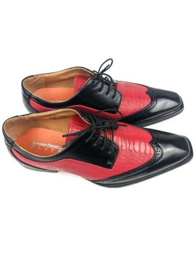 Mens Alligator Print - Crocodile Skin Wingtip Dress Shoes Black