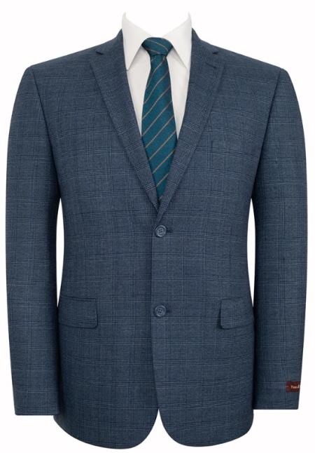 Men’s Blue Single Breasted 2 Button Blazer, Formal Dress Sport Coat for Business and Events