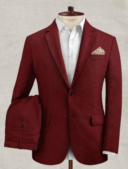 Burgundy Seersucker Suit - Summer Suit