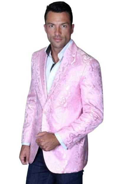 Pink Paisley Blazer - Mens Prom Tuxedo Jacket - Big and Tall Sport Coat