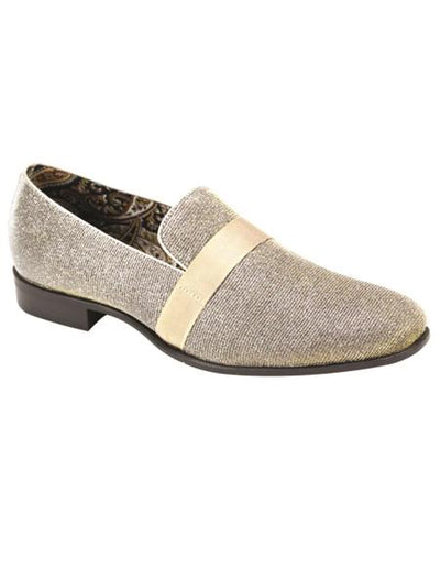 Velvet Shoe - Slip on Shoe - Gold-Silver Prom Shoe