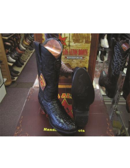 Los Altos Men’s Black Western Boots, Exotic Cowboy Dress Boots for Rodeo and Country Wear
