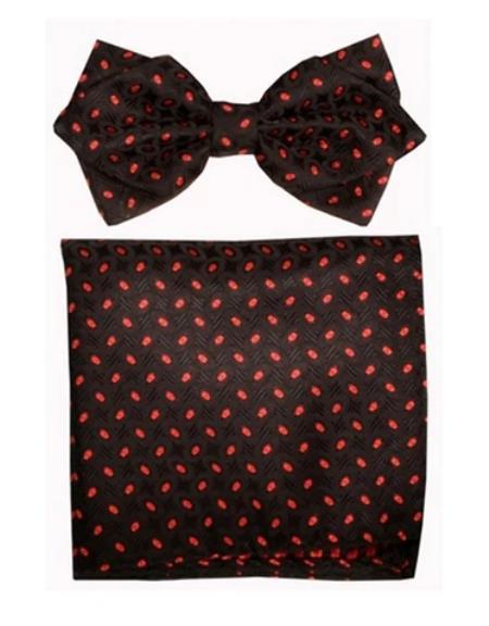 Mens Formal - Wedding Bowtie - Prom Black with Red Bowtie