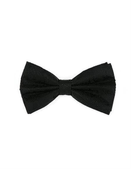 Mens Formal - Wedding Bowtie - Prom Black Paisley Bowtie