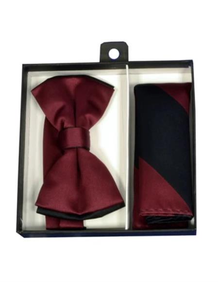 Mens Formal - Wedding Bowtie - Prom Burgundy and Black Bowtie