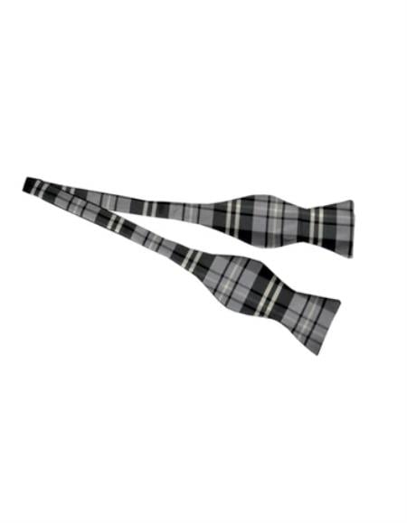 Mens Formal - Wedding Bowtie - Prom Grey Plaid Bowtie