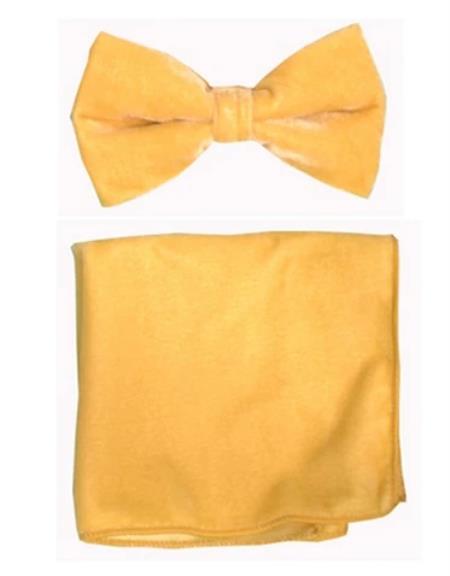 Mens Formal - Wedding Bowtie - Prom Gold Velvet Bowtie