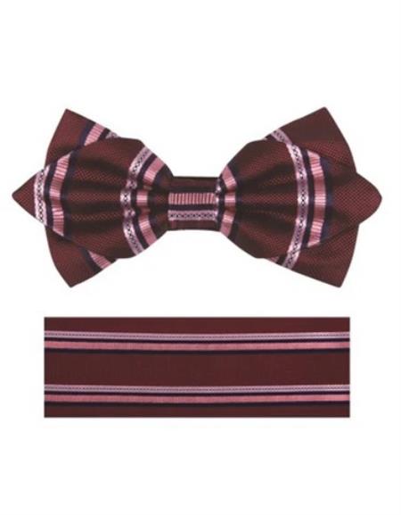 Mens Formal - Wedding Bowtie - Prom Plum Stripe Bowtie