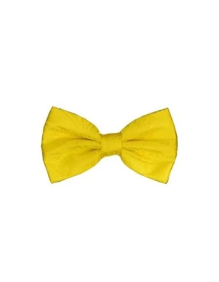 Mens Formal - Wedding Bowtie - Prom Yellow Paisley Bowtie
