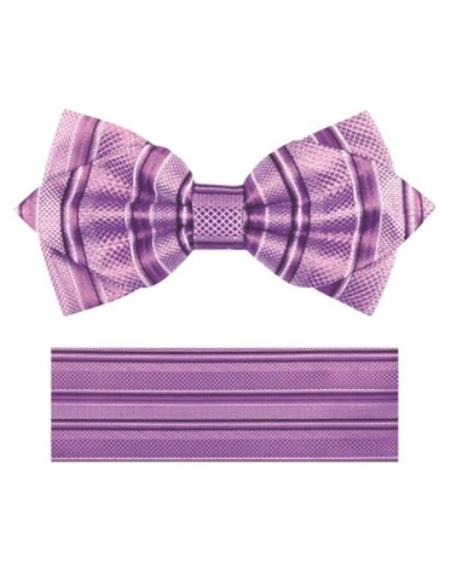 Mens Formal - Wedding Bowtie - Prom Lilac Stripe Bowtie