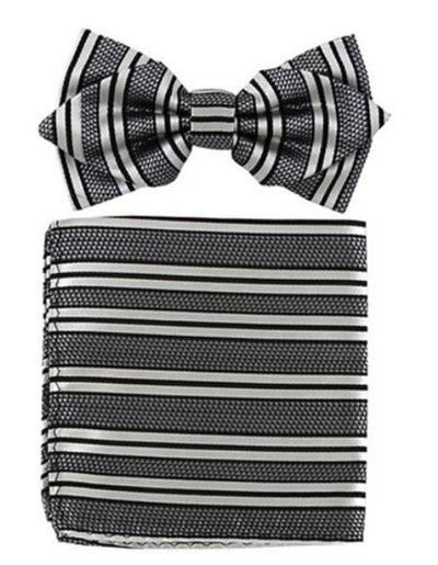 Mens Formal - Wedding Bowtie - Prom Black Stripe Bowtie