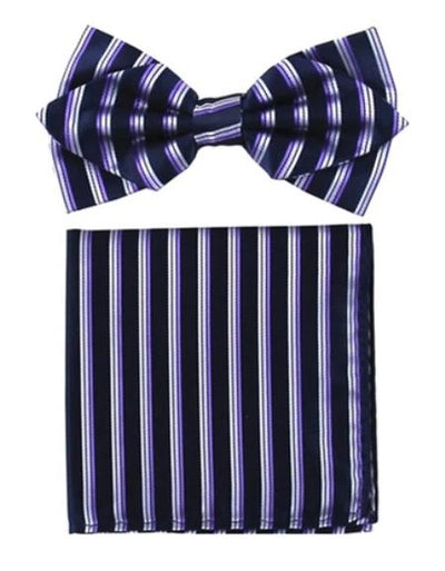 Mens Formal - Wedding Bowtie - Prom Lavender Stripe Bowtie