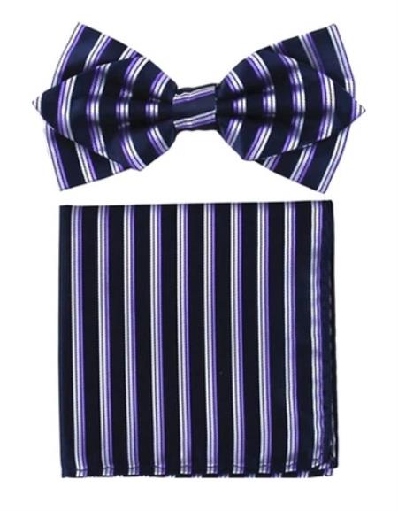 Mens Formal - Wedding Bowtie - Prom Lavender Stripe Bowtie